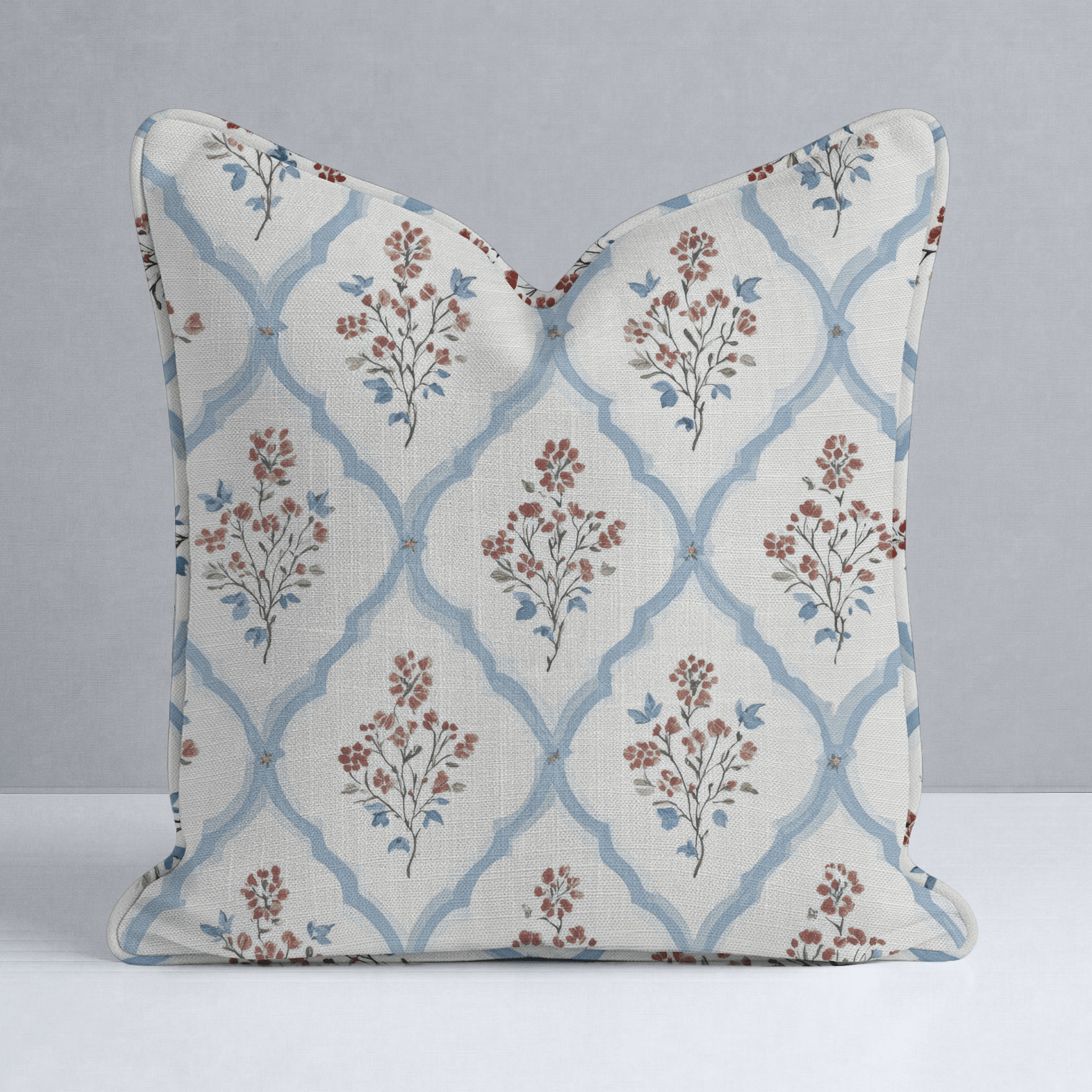 Chambray Tiles Throw Pillow - Lemon Park
