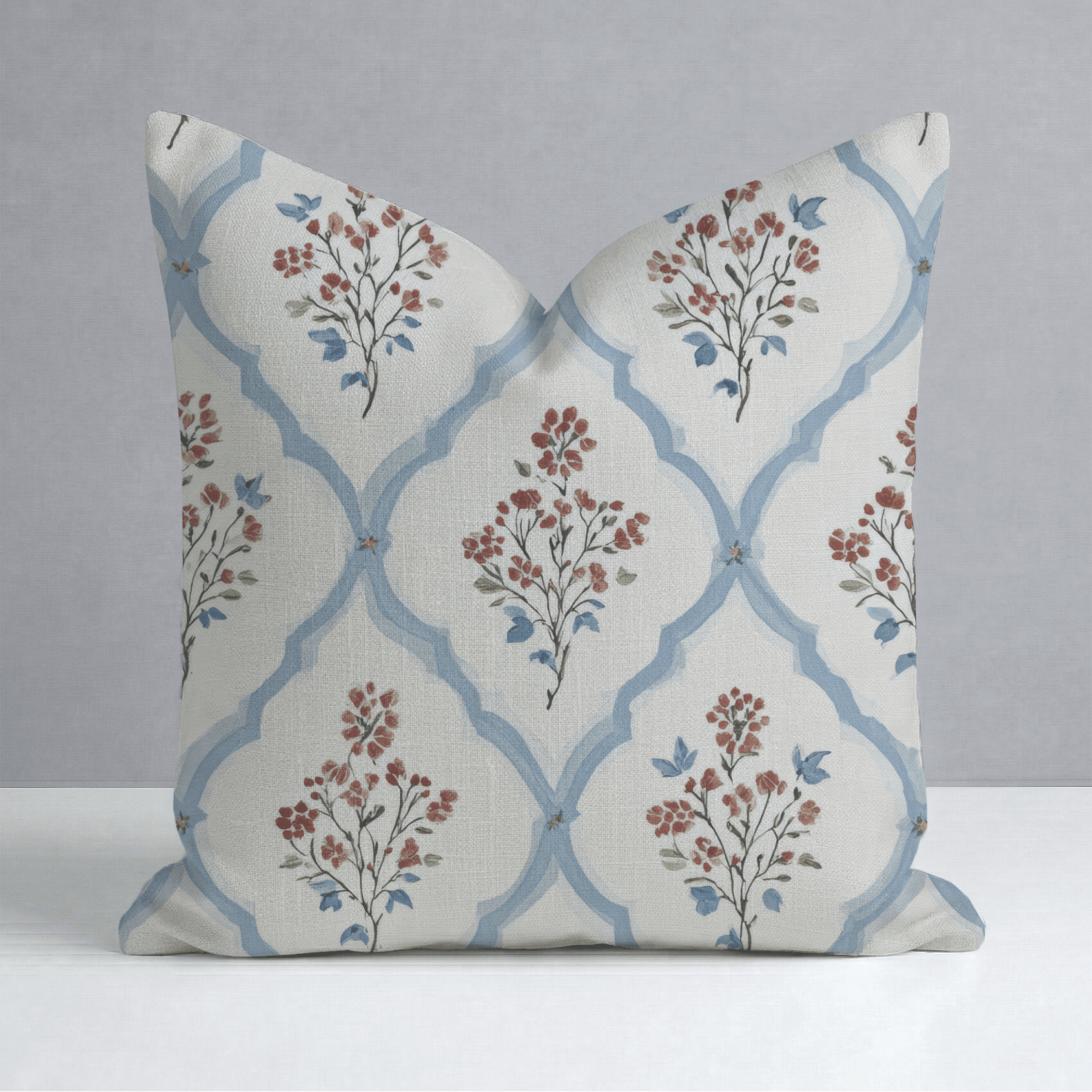 Chambray Tiles Throw Pillow - Lemon Park
