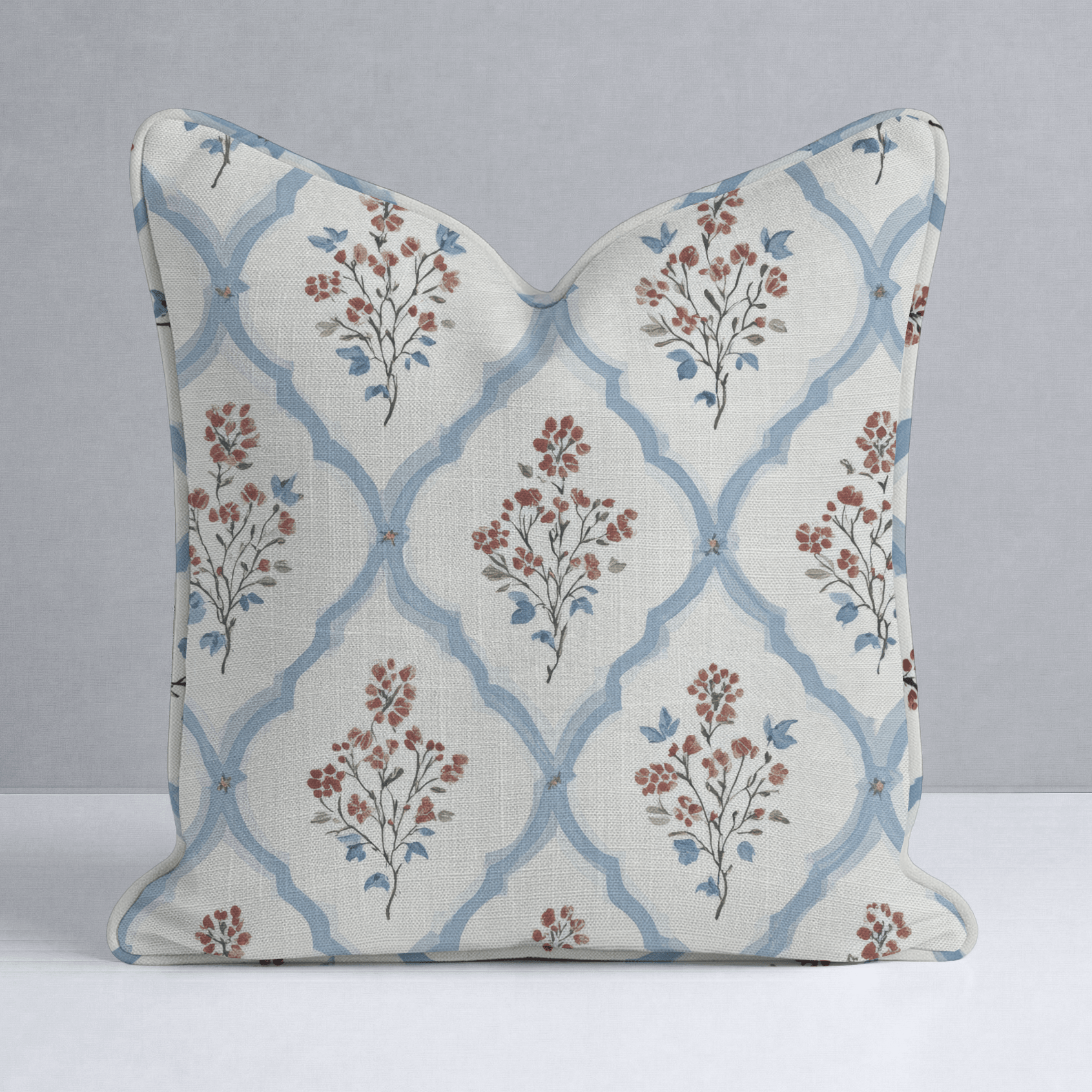 Chambray Tiles Throw Pillow - Lemon Park