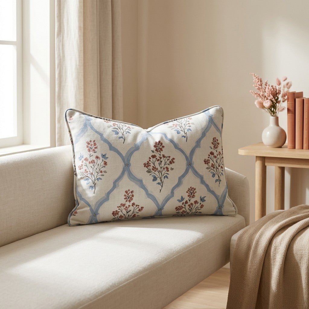 Chambray Tiles Throw Pillow - Lemon Park