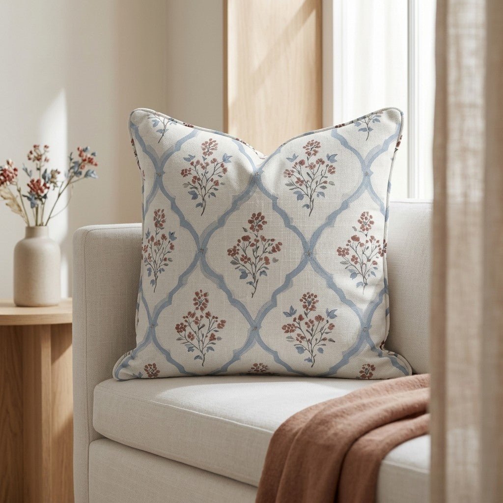 Chambray Tiles Throw Pillow - Lemon Park