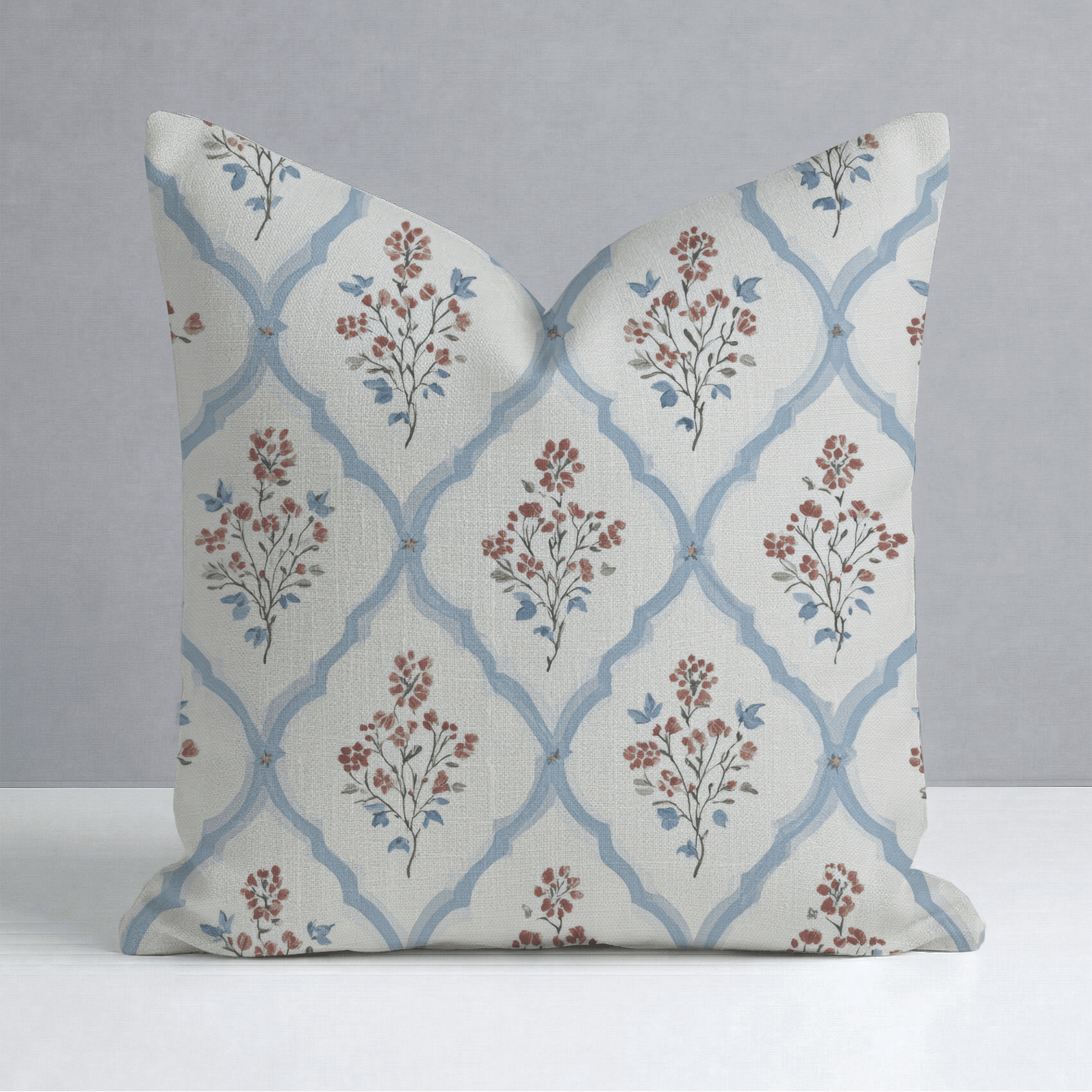 Chambray Tiles Throw Pillow - Lemon Park