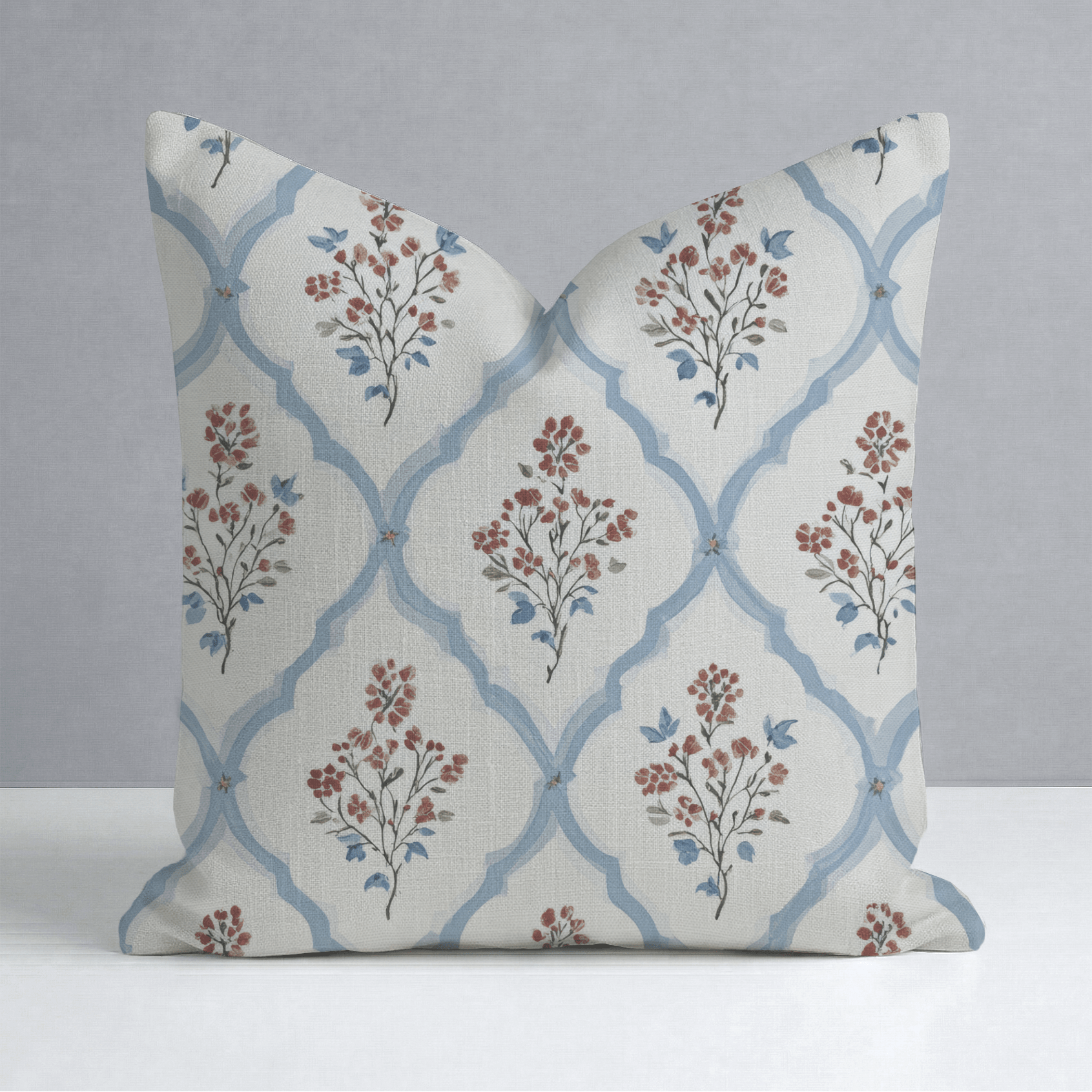 Chambray Tiles Throw Pillow - Lemon Park