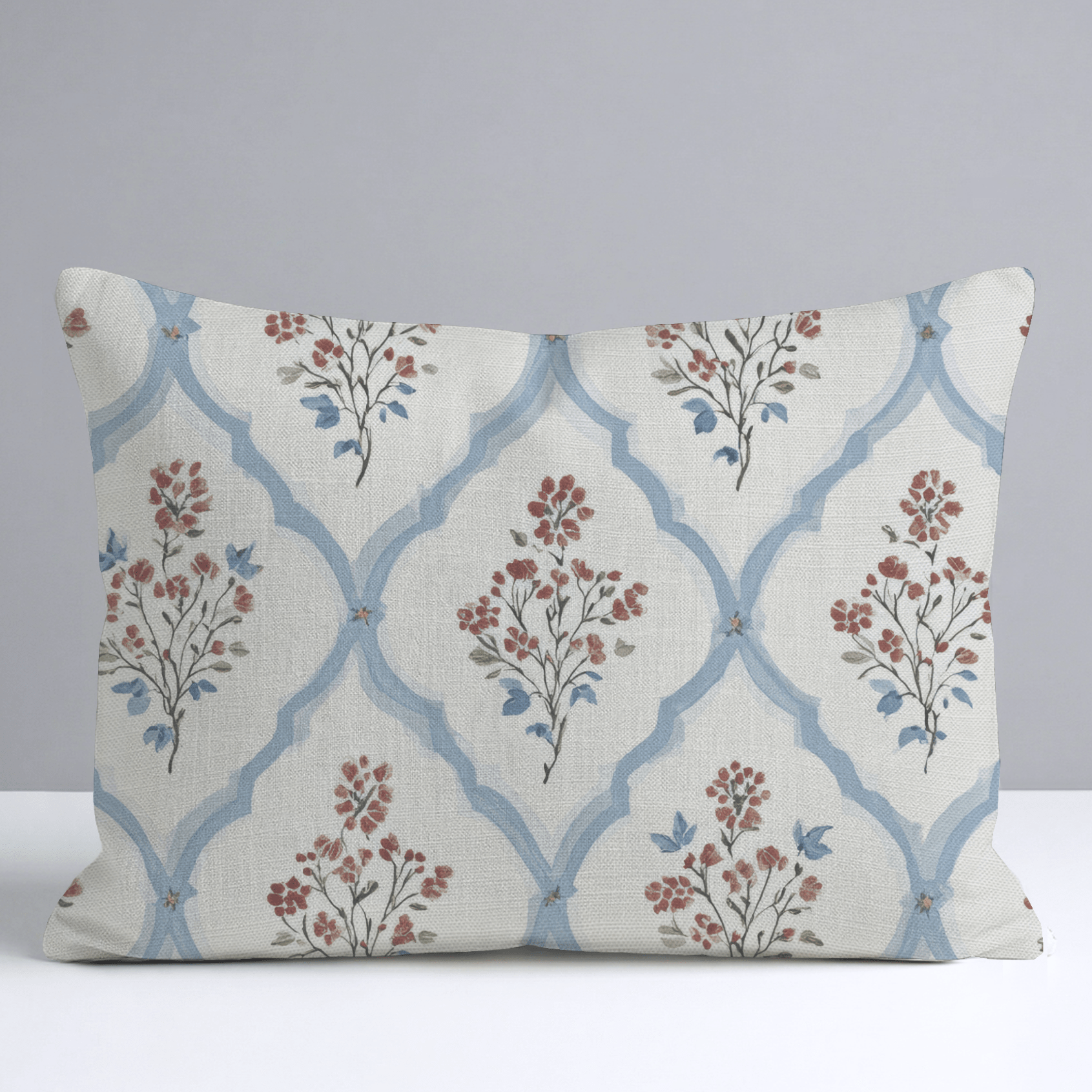 Chambray Tiles Throw Pillow - Lemon Park