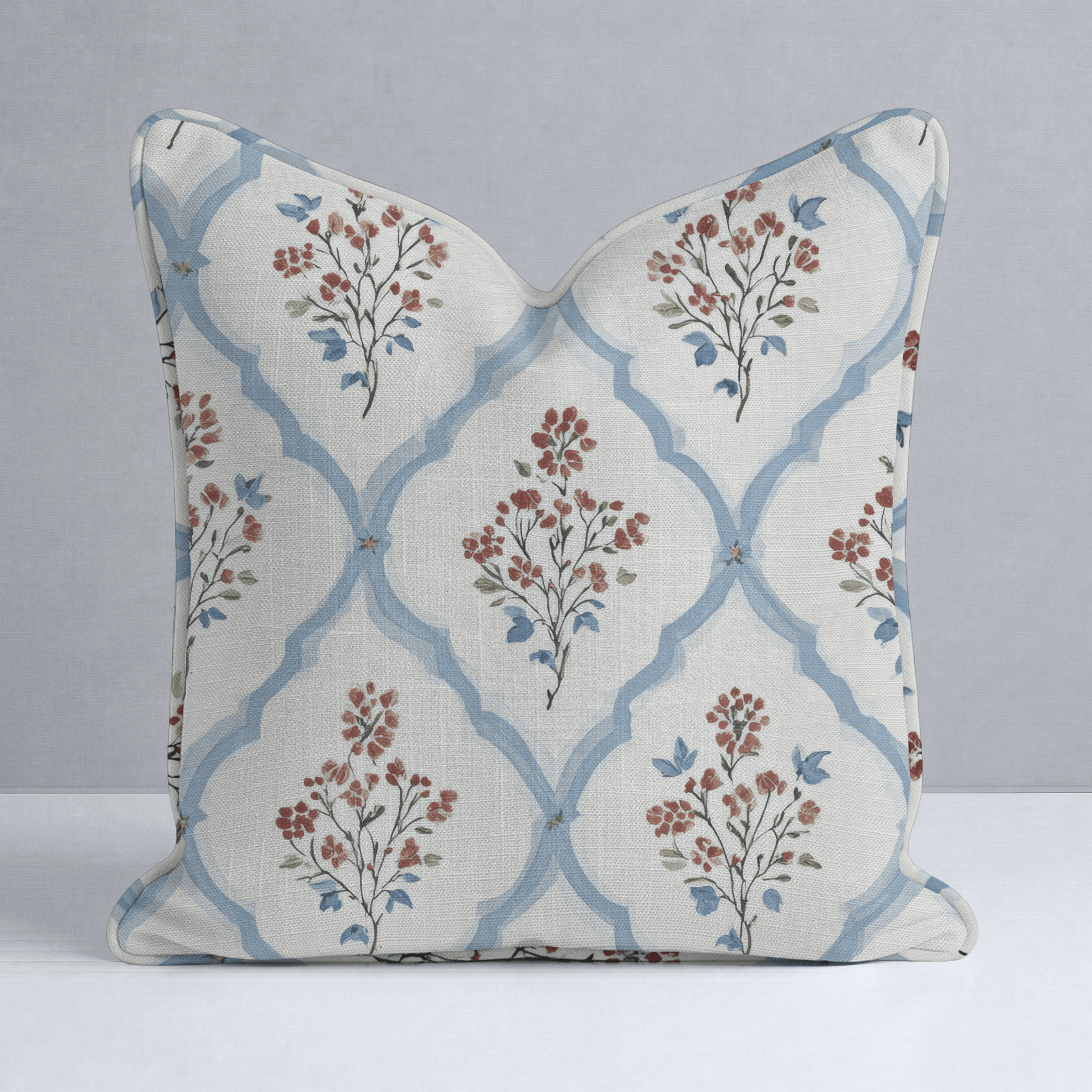 Chambray Tiles Throw Pillow - Lemon Park