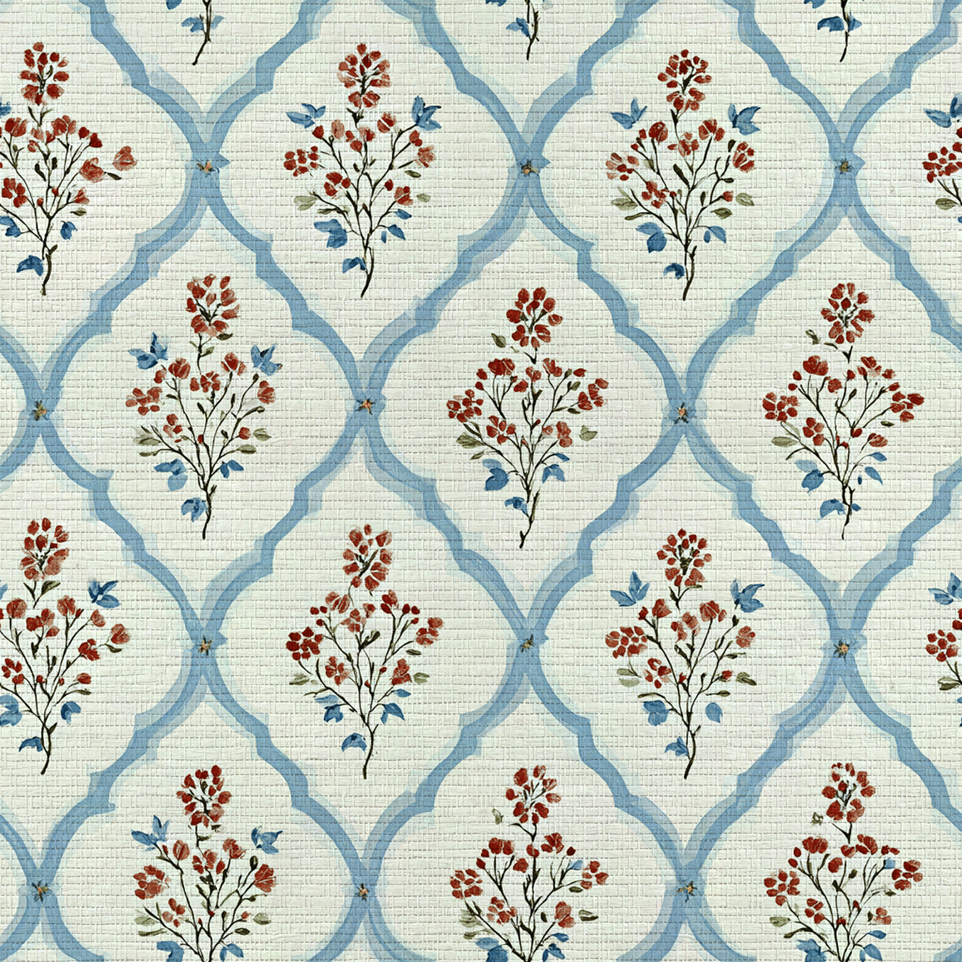 Chambray Tiles Faux Grasscloth Wallpaper