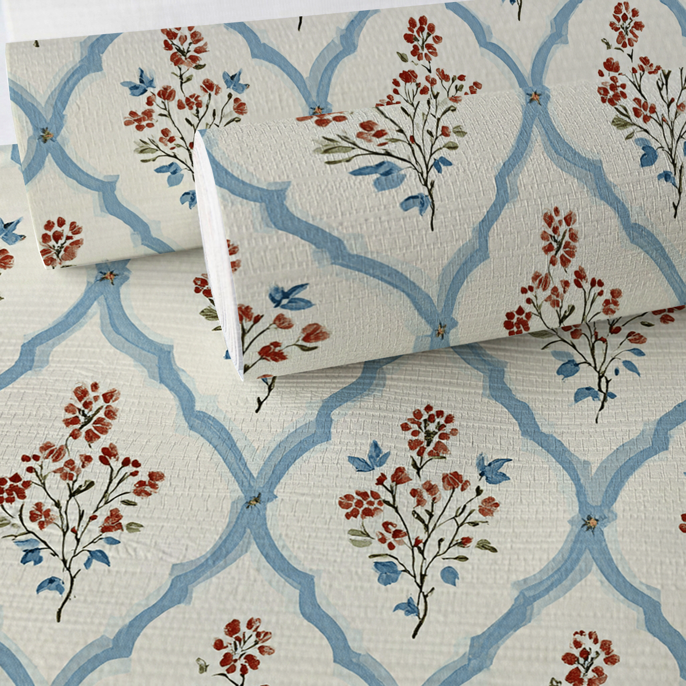 Chambray Tiles Faux Grasscloth Wallpaper