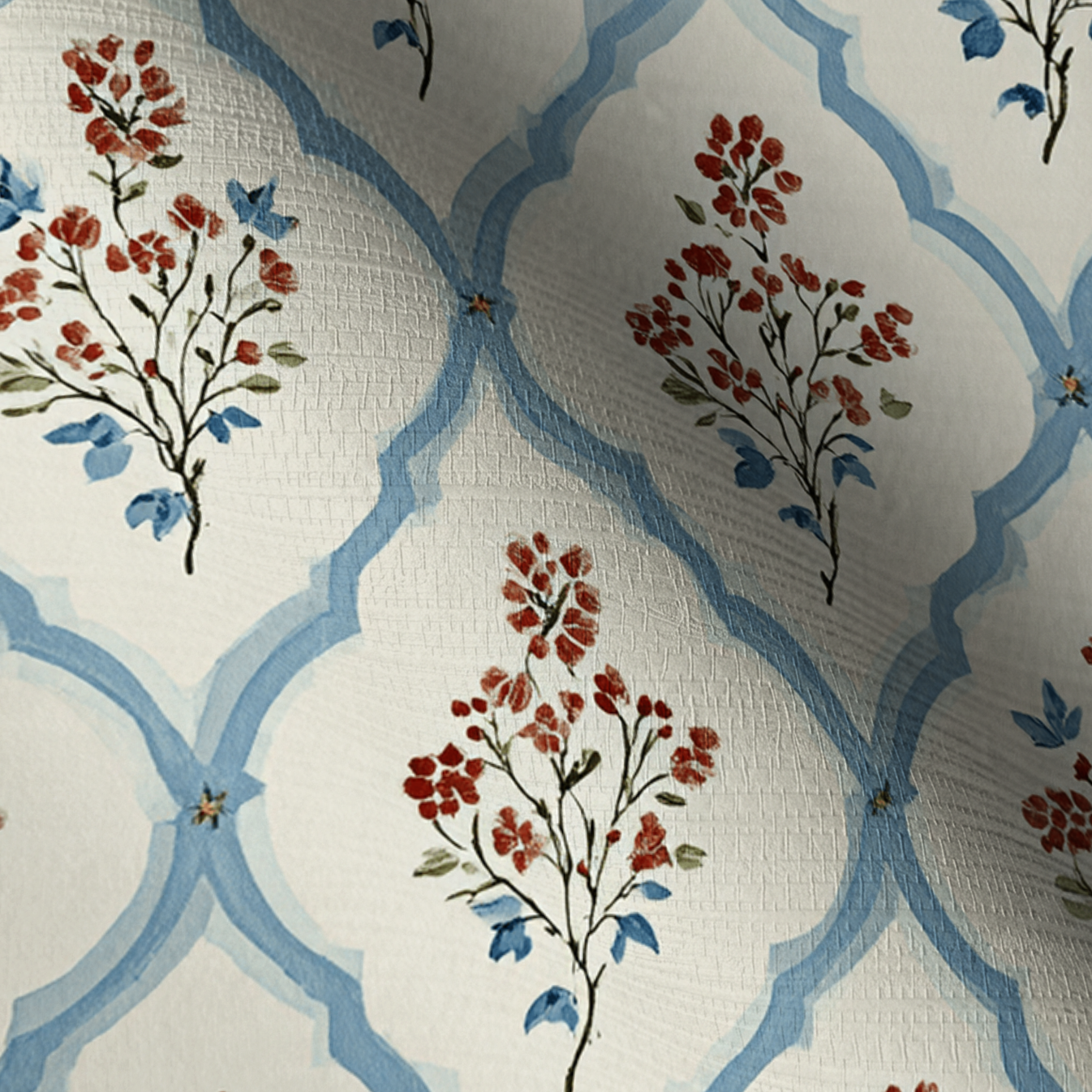 Chambray Tiles Faux Grasscloth Wallpaper
