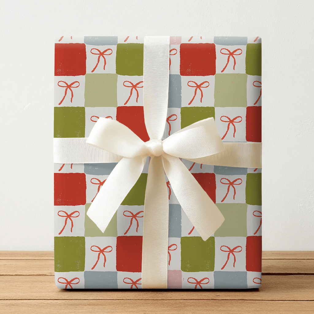 Checkered Bows - Wrapping Paper - Lemon Park