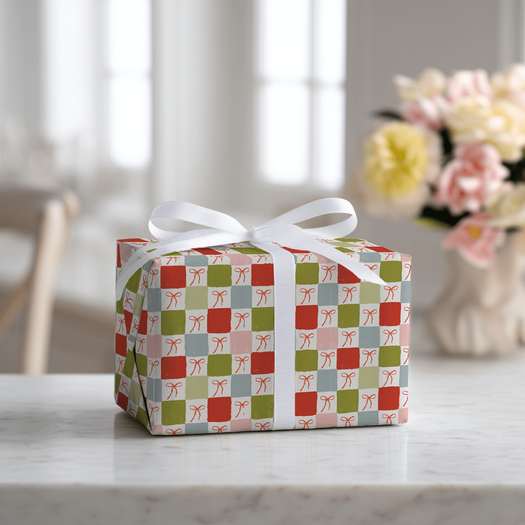 Checkered Bows - Wrapping Paper - Lemon Park
