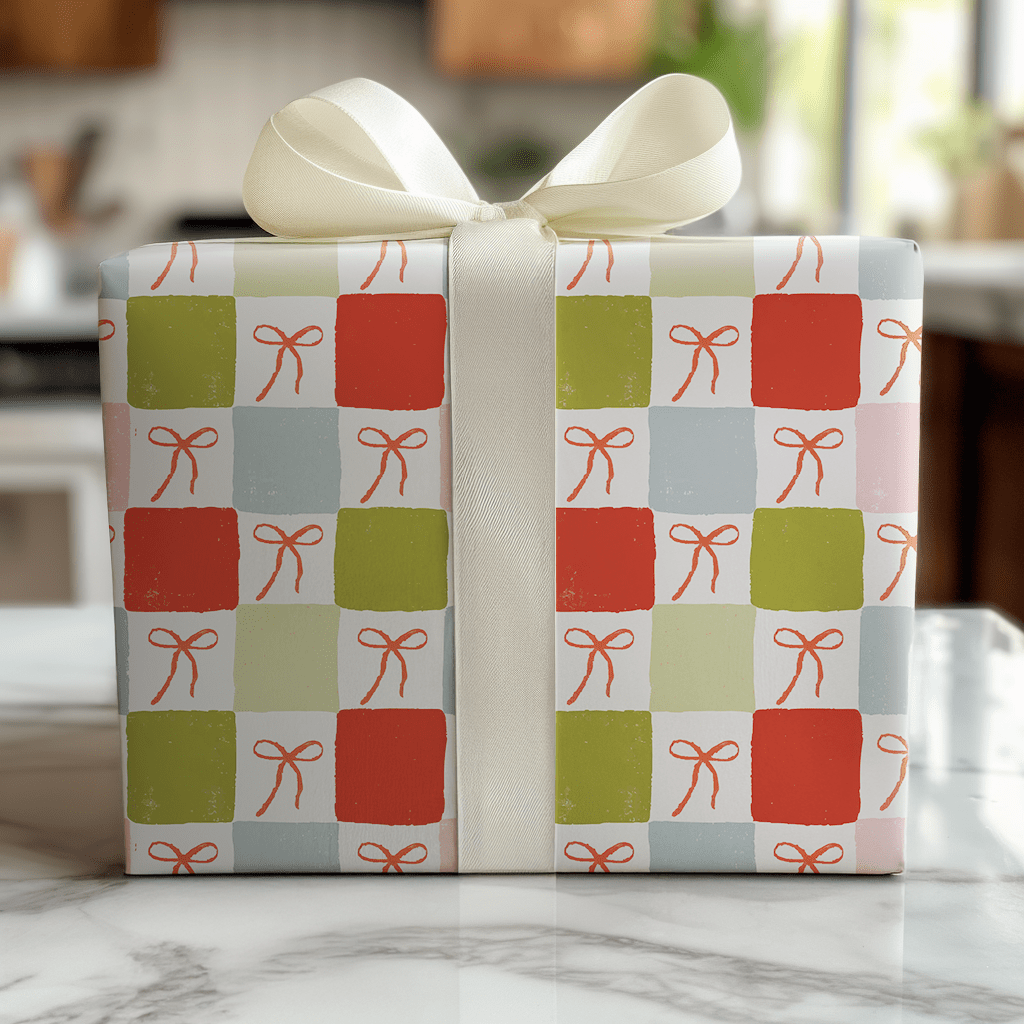Checkered Bows - Wrapping Paper - Lemon Park
