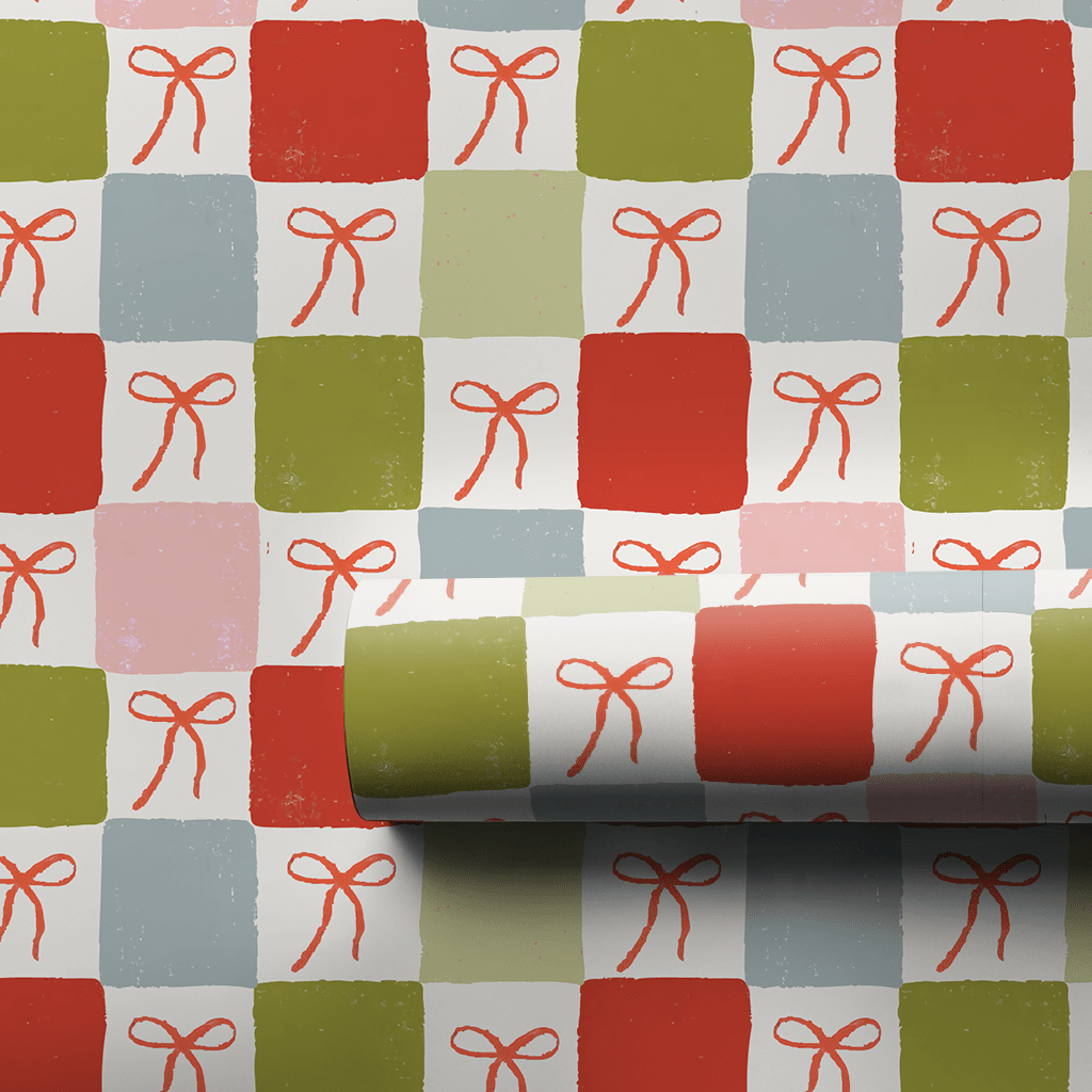 Checkered Bows - Wrapping Paper - Lemon Park