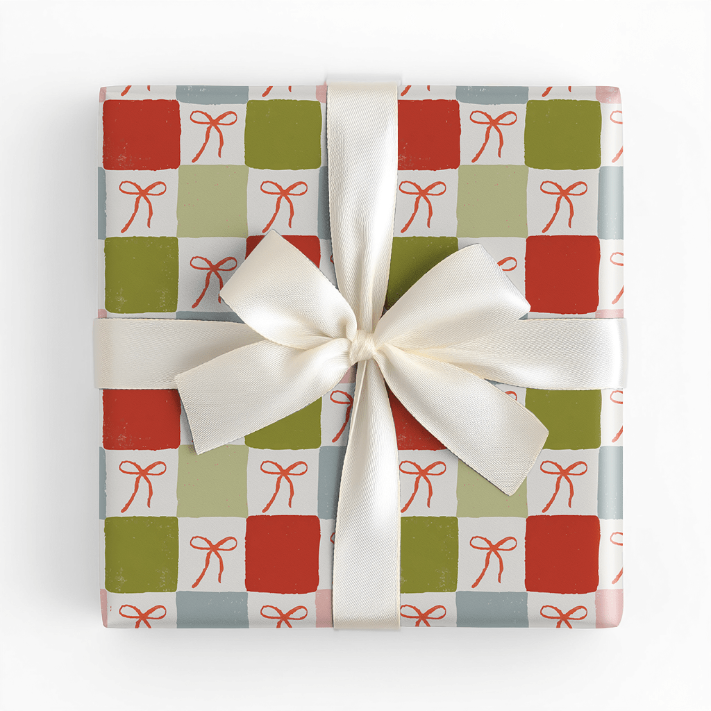 Checkered Bows - Wrapping Paper - Lemon Park