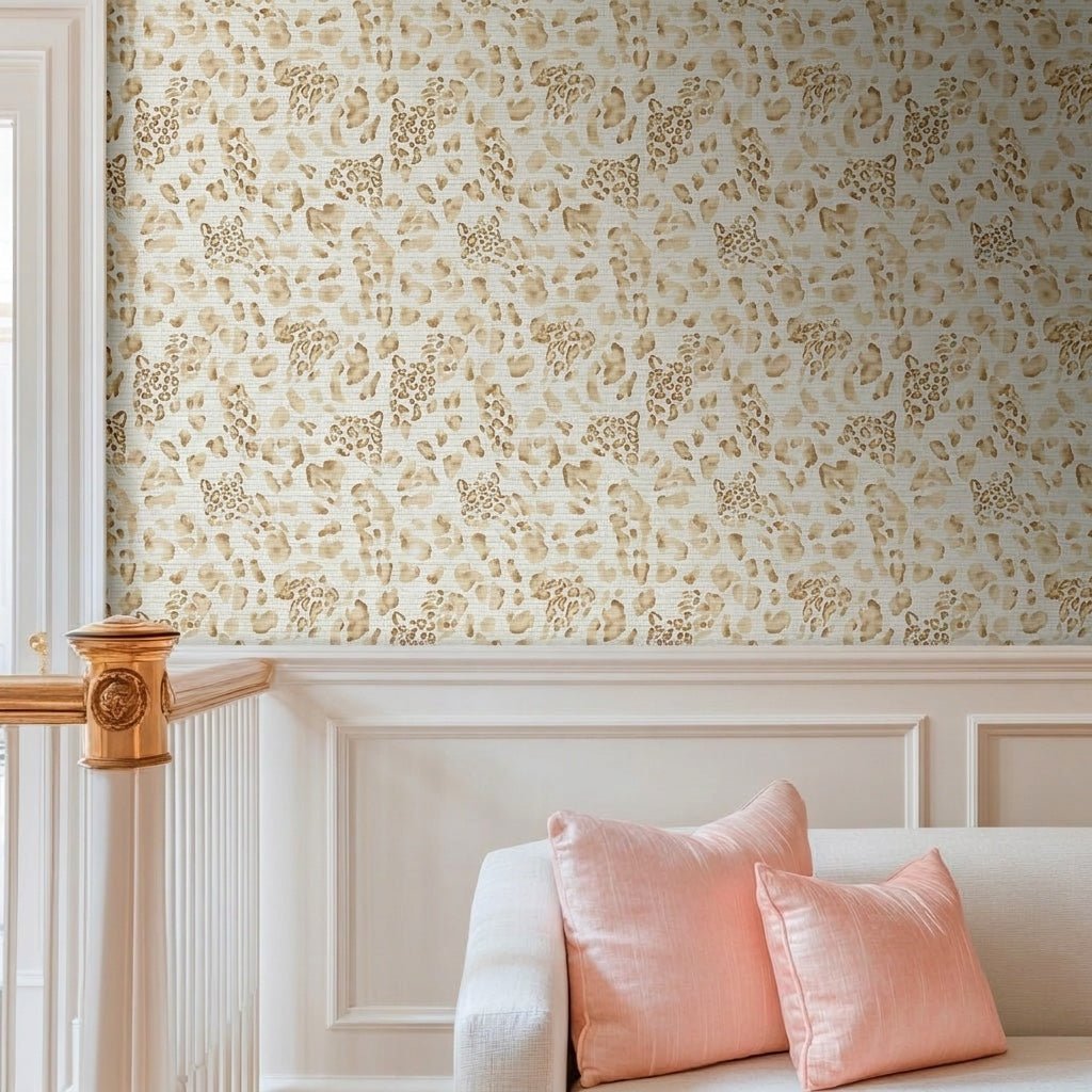 Cheetah Charm Faux Grasscloth Wallpaper - Lemon Park