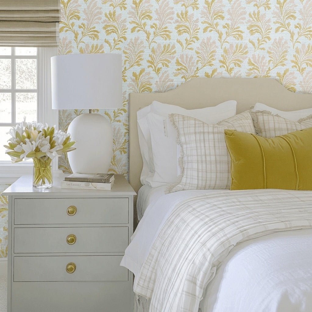Chestnut Hill Faux Grasscloth Wallpaper - Lemon Park