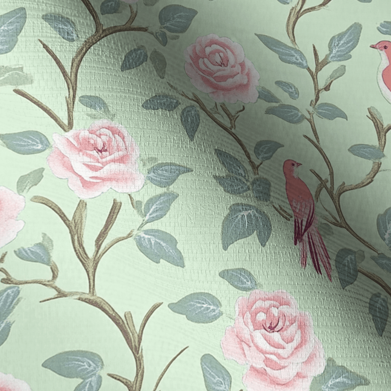 Chirp Charm Faux Grasscloth Wallpaper - Lemon Park