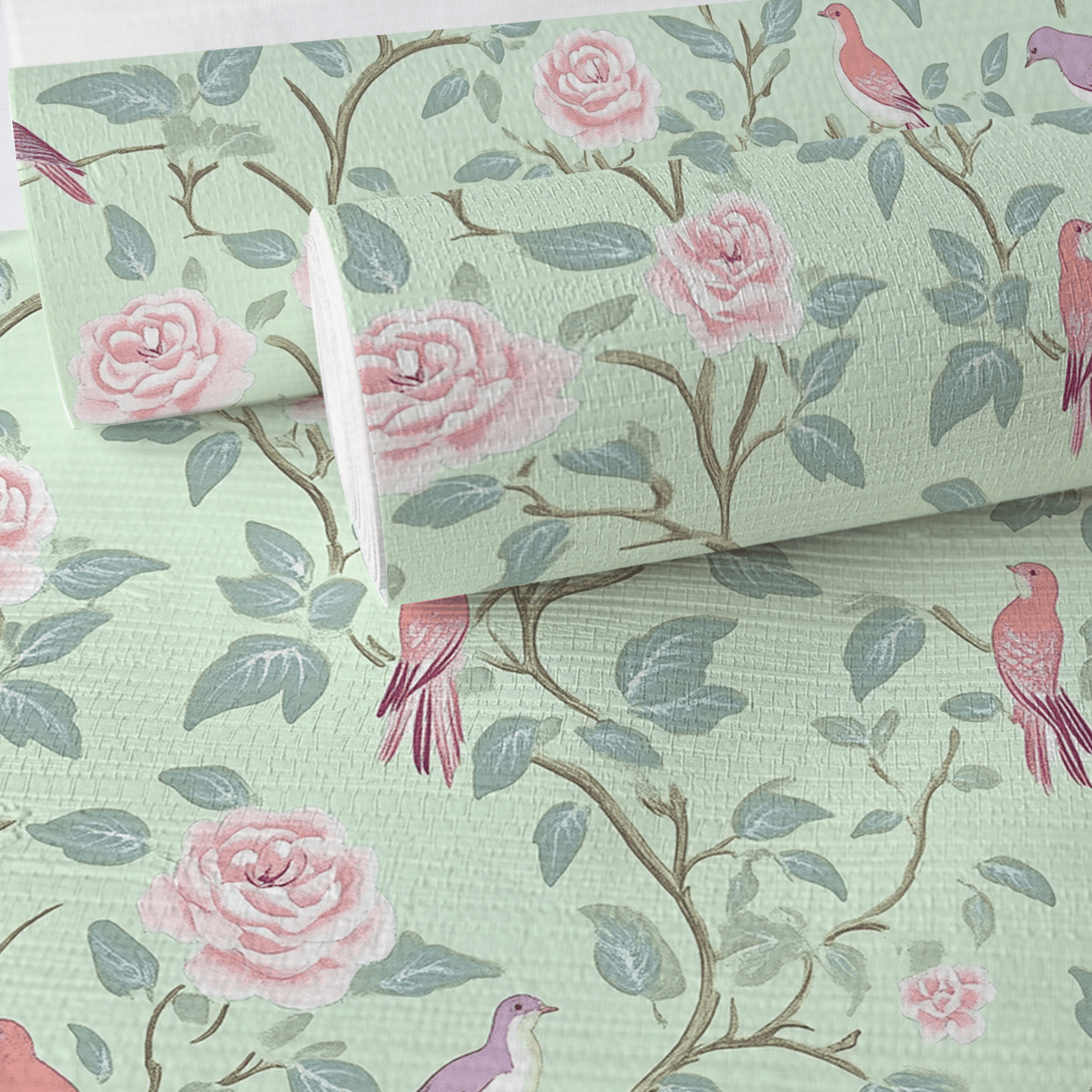 Chirp Charm Faux Grasscloth Wallpaper - Lemon Park