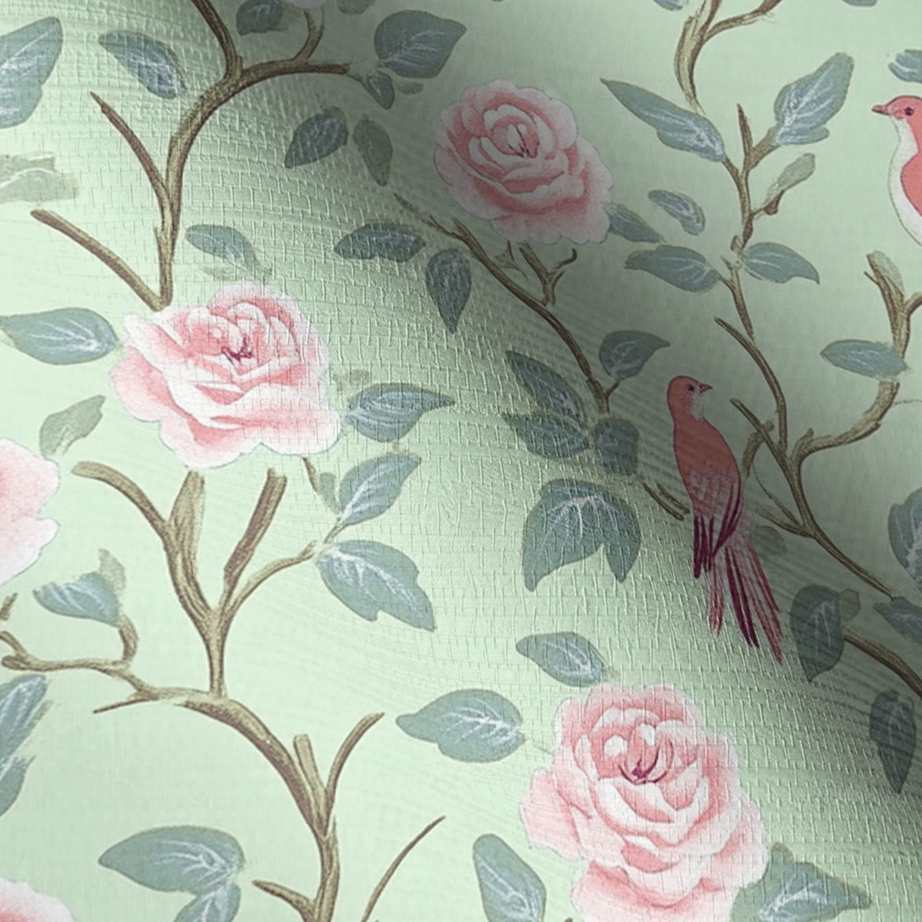 Chirp Charm Faux Grasscloth Wallpaper