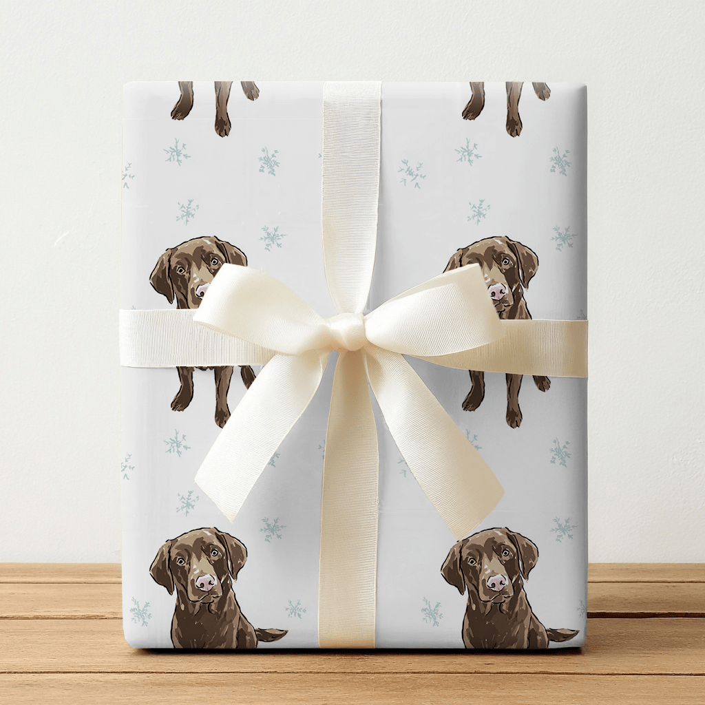 Chocolate Lab Snowflakes - Wrapping Paper - Lemon Park