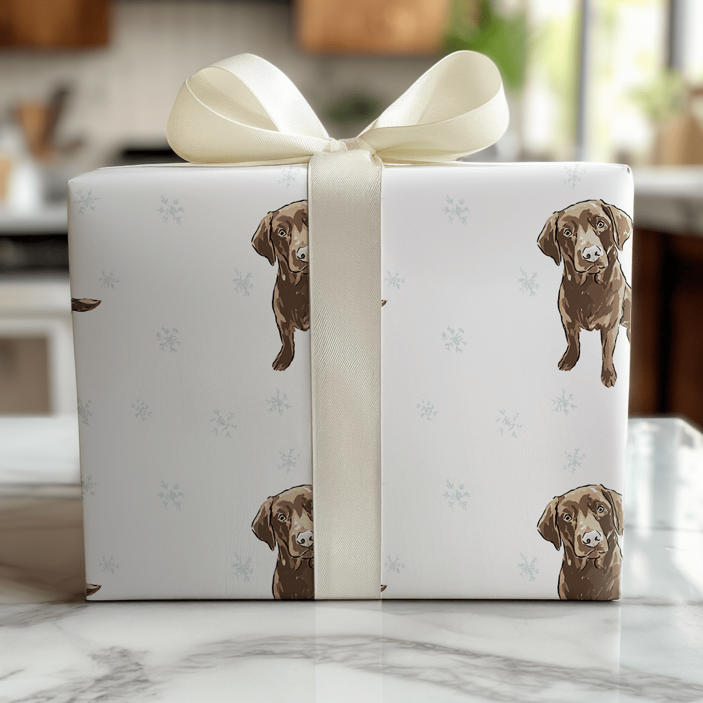 Chocolate Lab Snowflakes - Wrapping Paper - Lemon Park