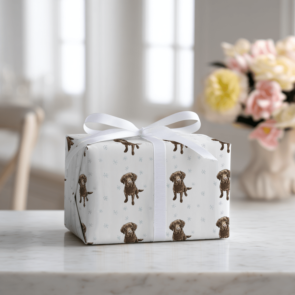 Chocolate Lab Snowflakes - Wrapping Paper - Lemon Park