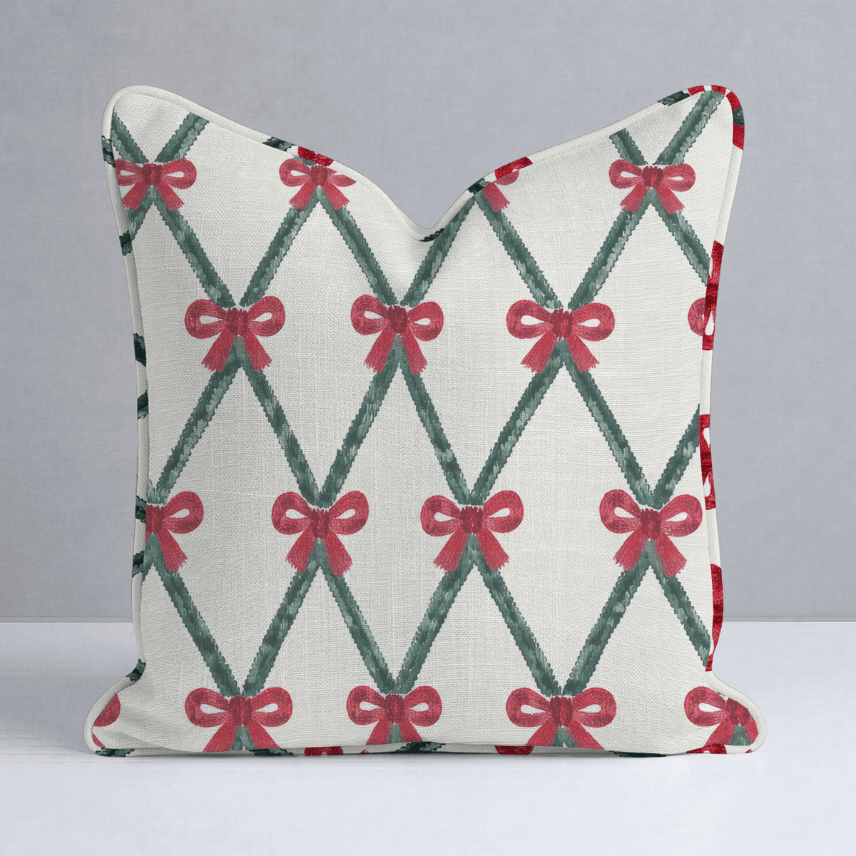 Christmas Bow Trellis Throw Pillow - Lemon Park
