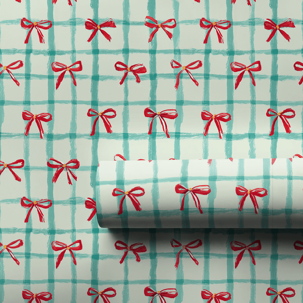 Christmas Bows and Plaid - Wrapping Paper - Lemon Park