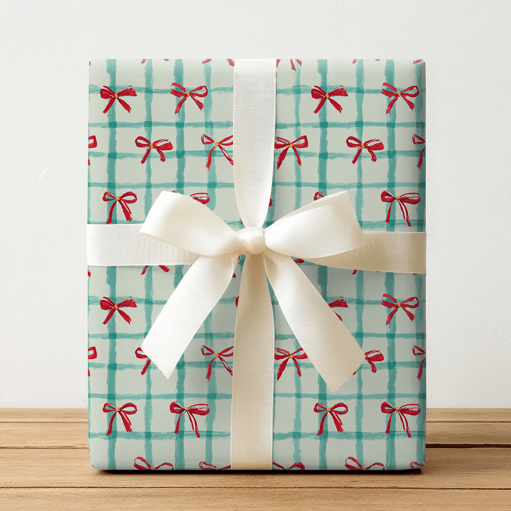 Christmas Bows and Plaid - Wrapping Paper - Lemon Park