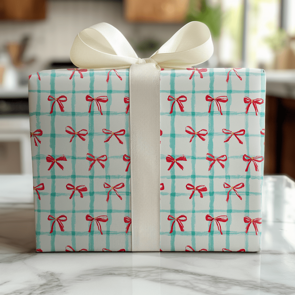 Christmas Bows and Plaid - Wrapping Paper - Lemon Park