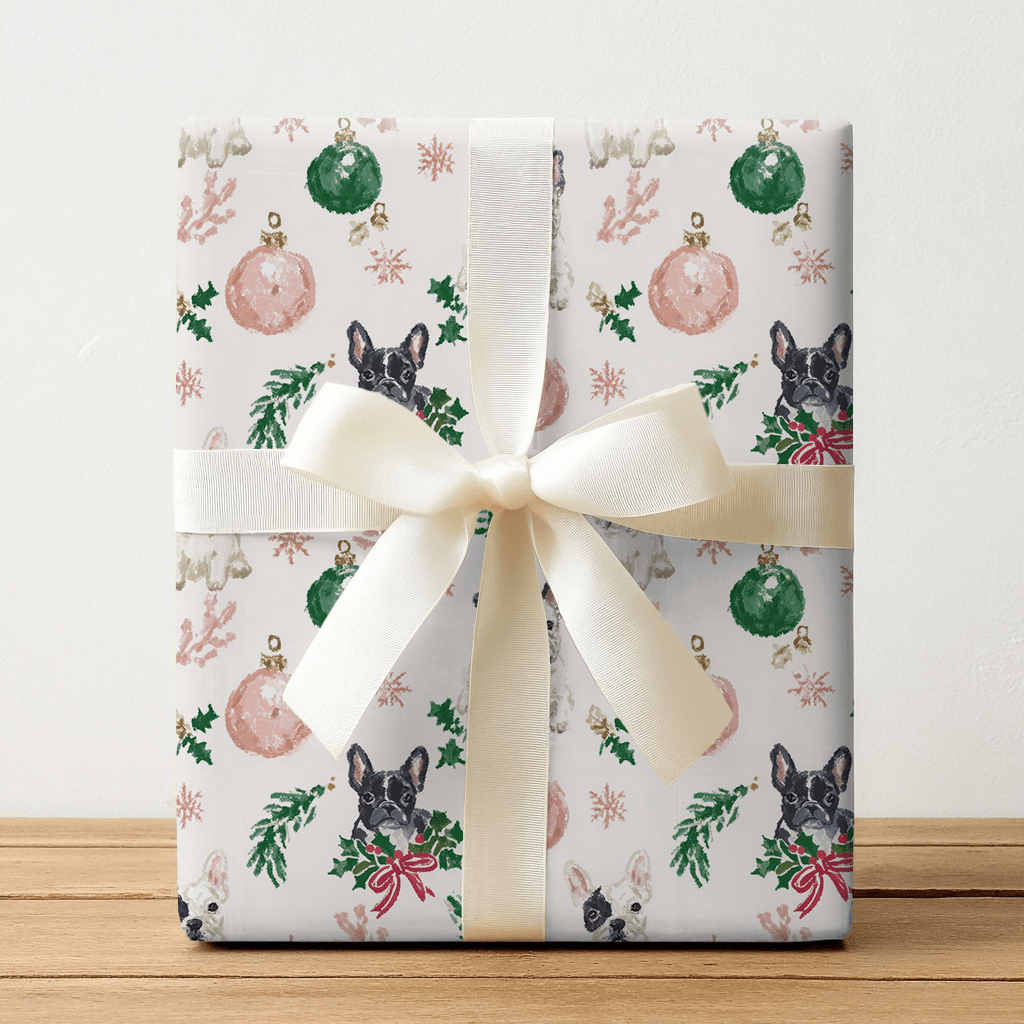 Christmas With French Bulldogs - Wrapping Paper - Lemon Park