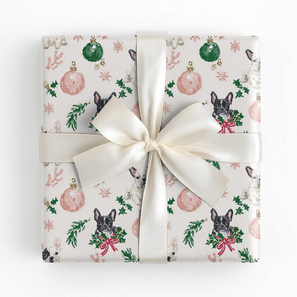 Christmas With French Bulldogs - Wrapping Paper - Lemon Park