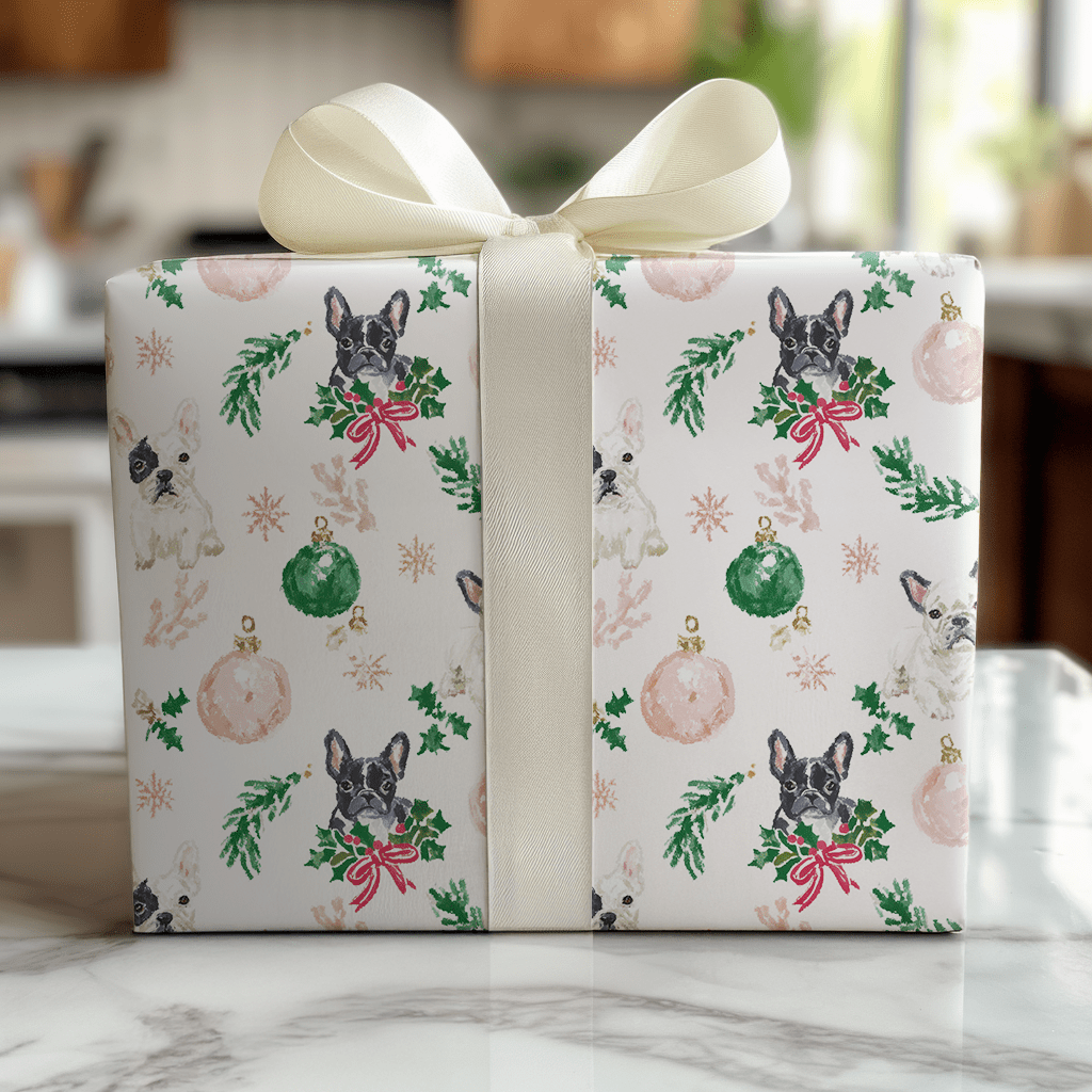 Christmas With French Bulldogs - Wrapping Paper - Lemon Park