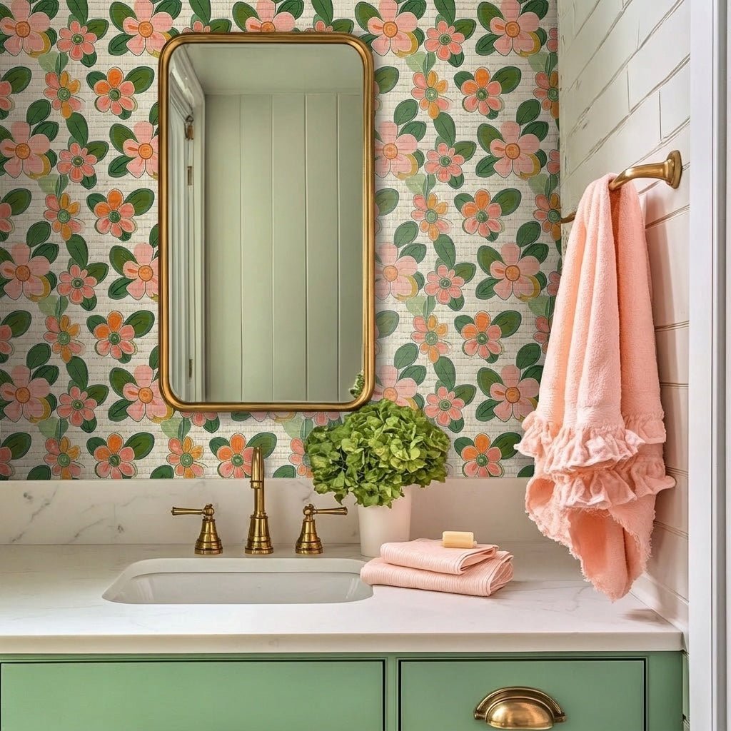Cinnamon Faux Grasscloth Wallpaper - Lemon Park
