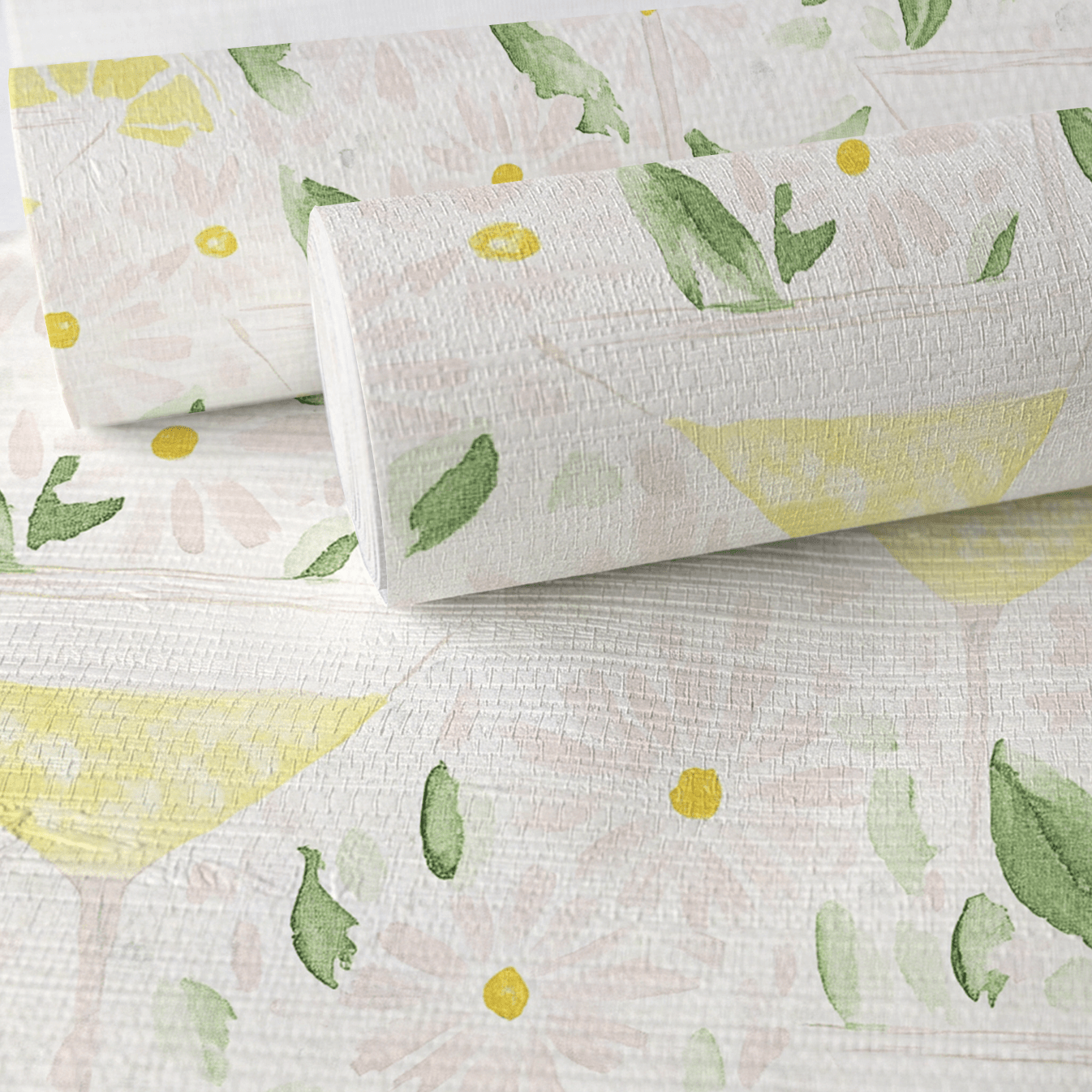 Citrus Chic Faux Grasscloth Wallpaper - Lemon Park