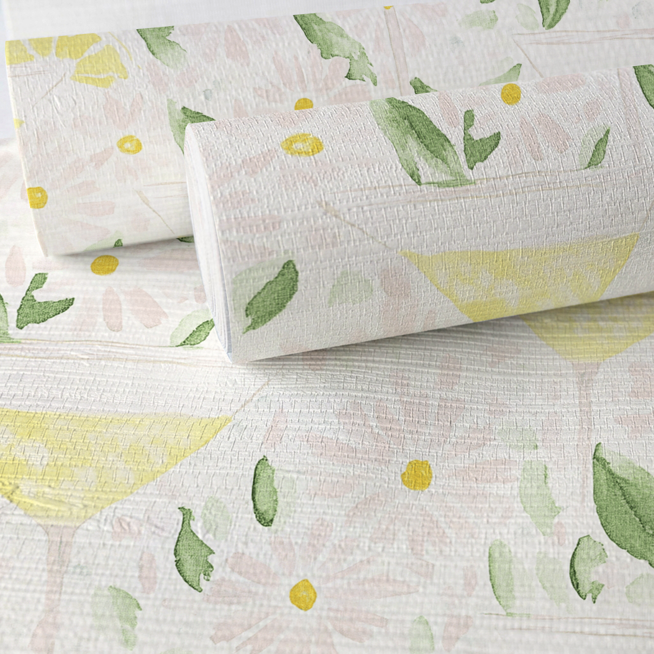 Citrus Chic Faux Grasscloth Wallpaper