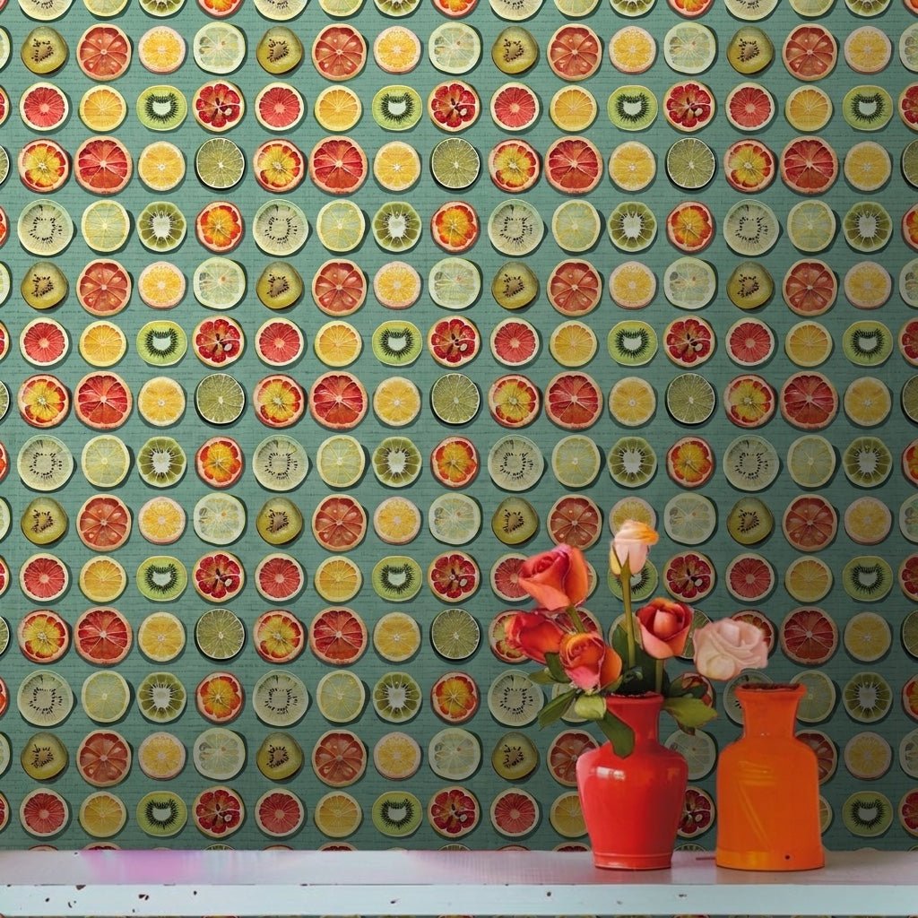 Citrus Serenade Faux Grasscloth Wallpaper - Lemon Park