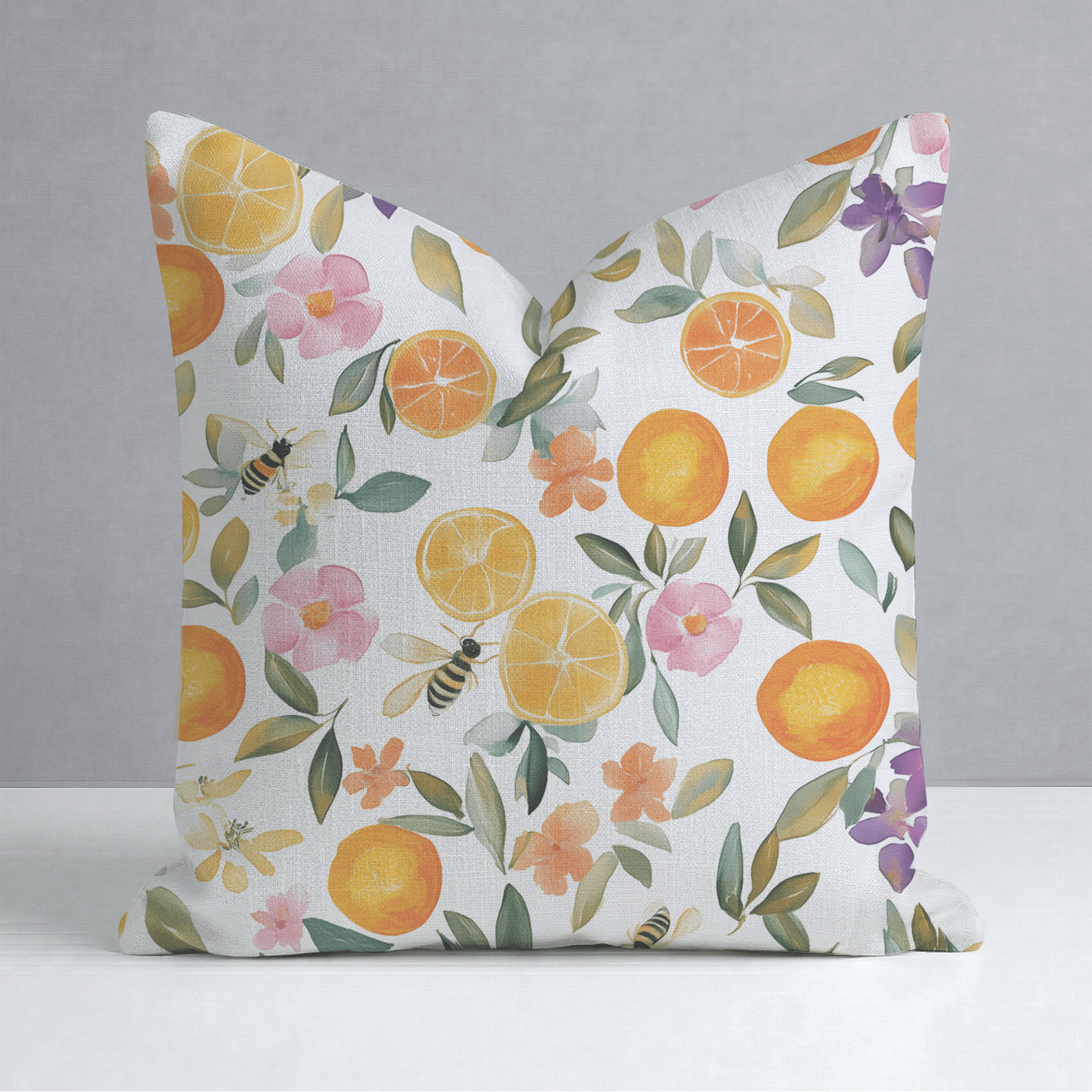 Citrus Serenade Throw Pillow - Lemon Park