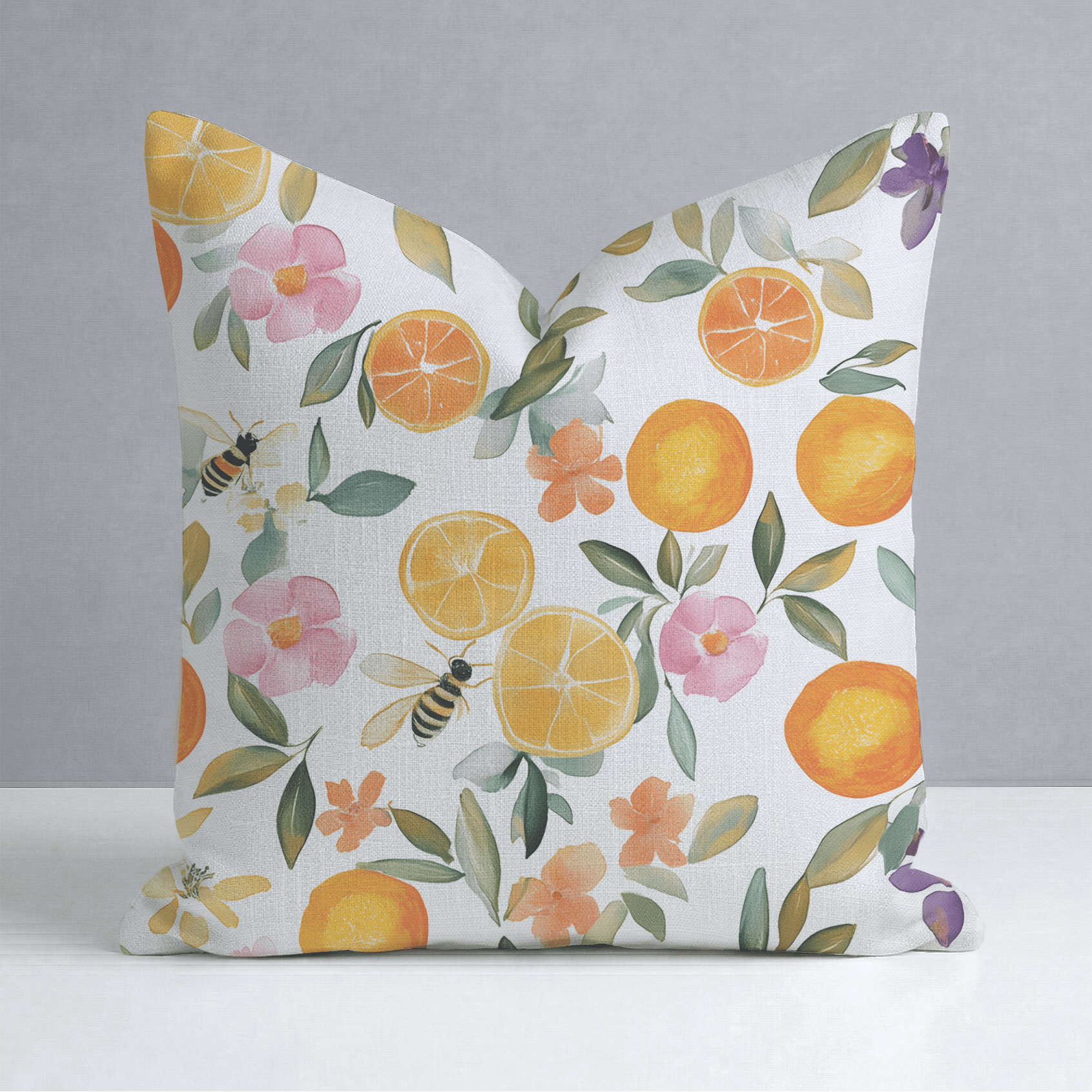 Citrus Serenade Throw Pillow - Lemon Park