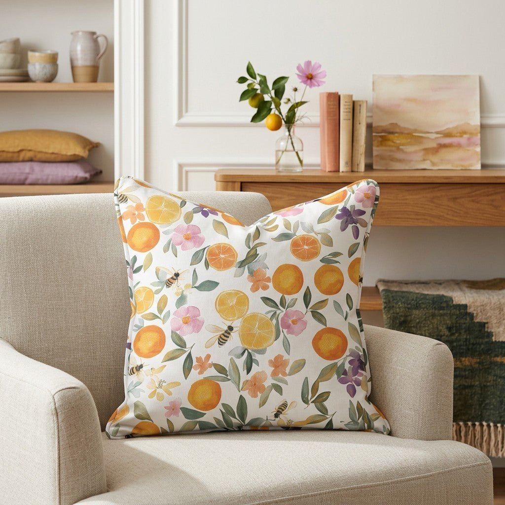 Citrus Serenade Throw Pillow - Lemon Park