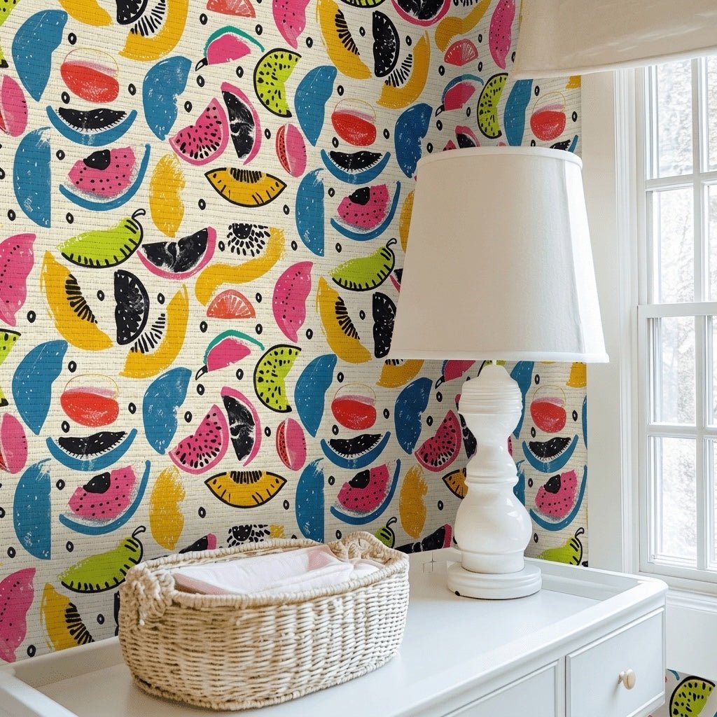 Citrus Sienna Faux Grasscloth Wallpaper - Lemon Park