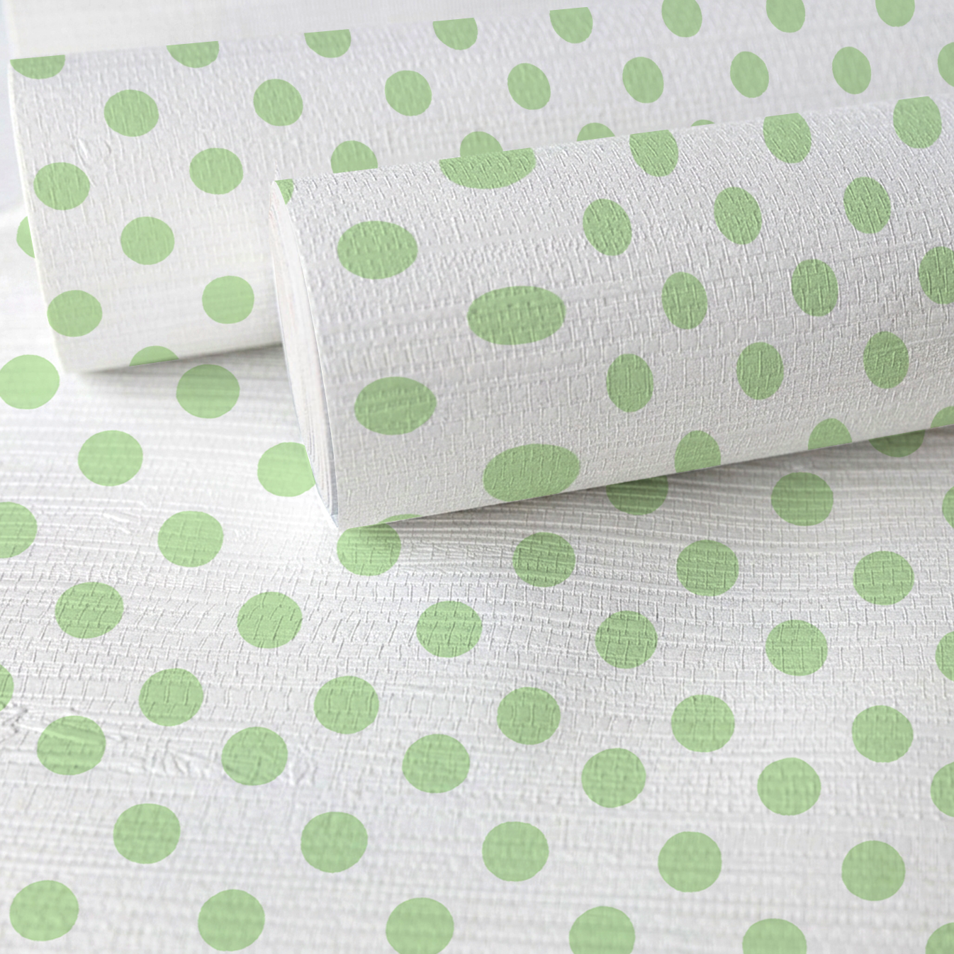 Classic Green Dots Faux Grasscloth Wallpaper