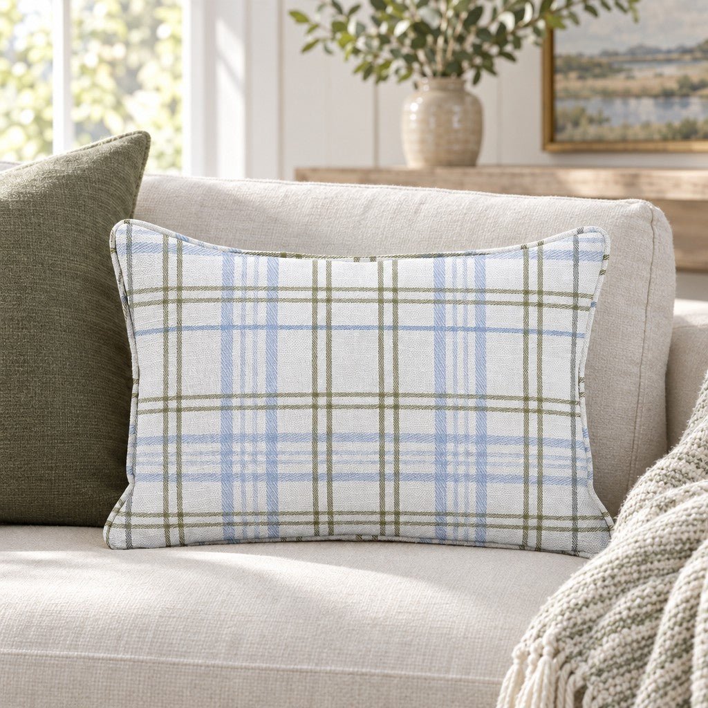 Classic Harmony Cream Plaid Throw Pillow - Lemon Park
