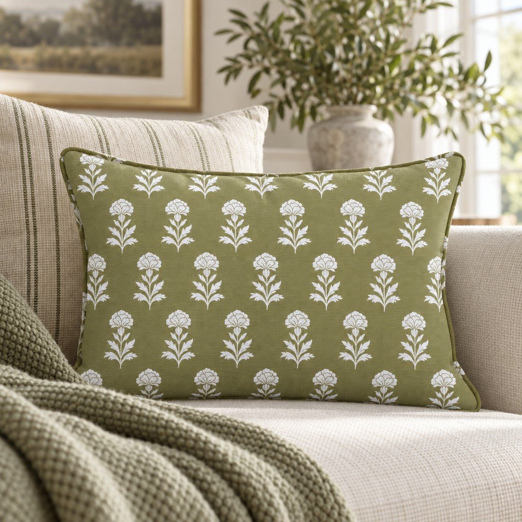 Classic Harmony Green Motif Throw Pillow - Lemon Park