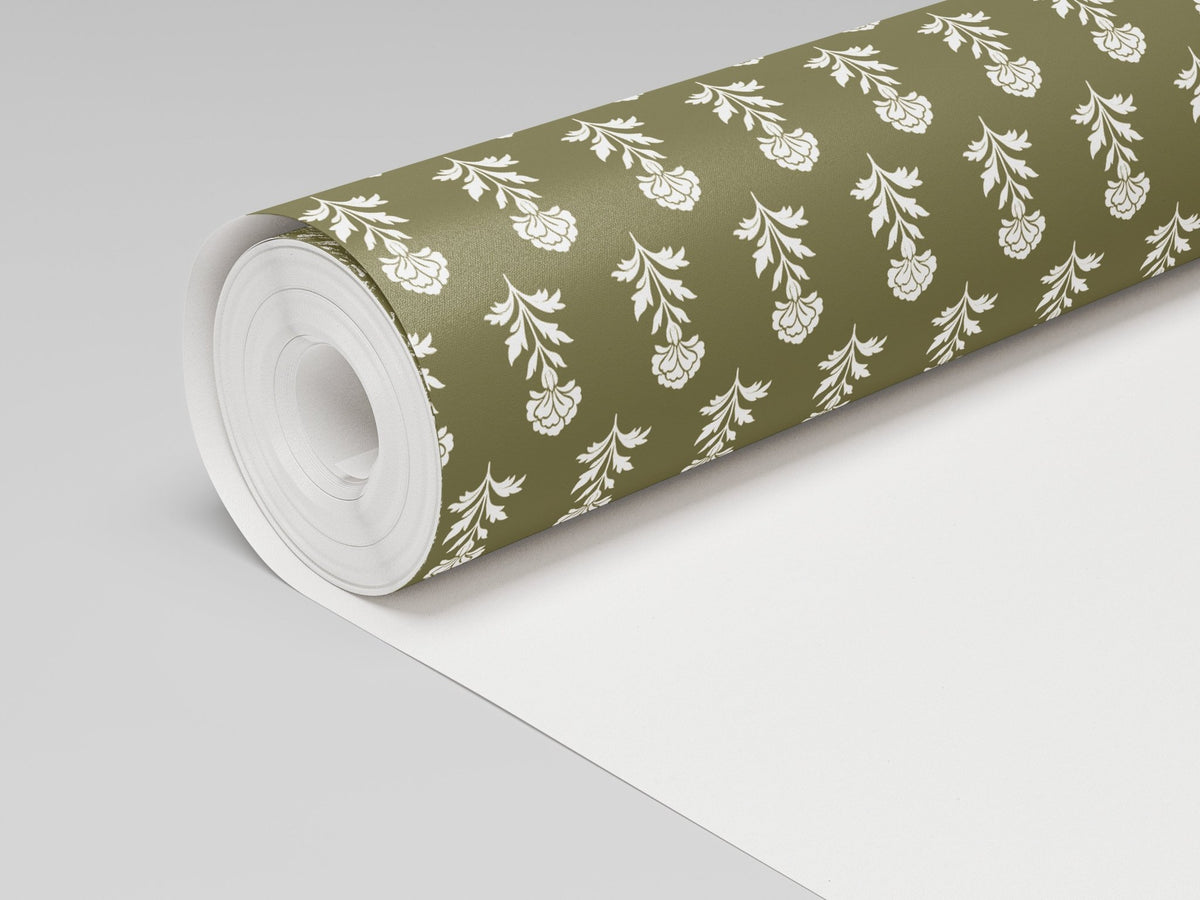 Classic Harmony Green Motif Wallpaper - Lemon Park