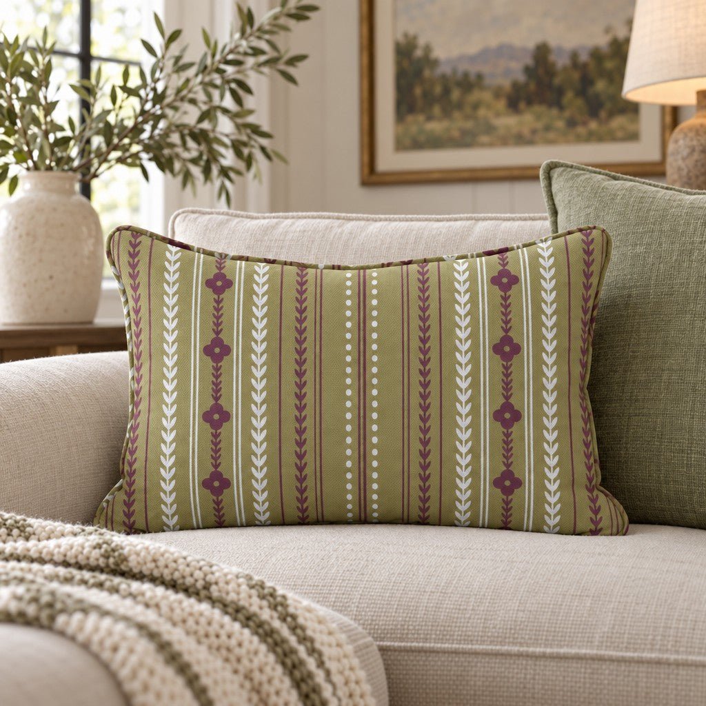 Classic Harmony Green Trellis Throw Pillow - Lemon Park