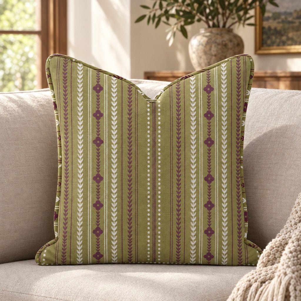 Classic Harmony Green Trellis Throw Pillow - Lemon Park