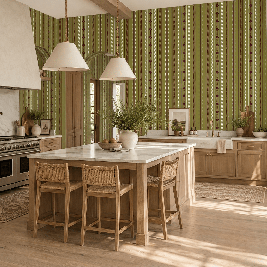 Classic Harmony Green Trellis Wallpaper - Lemon Park