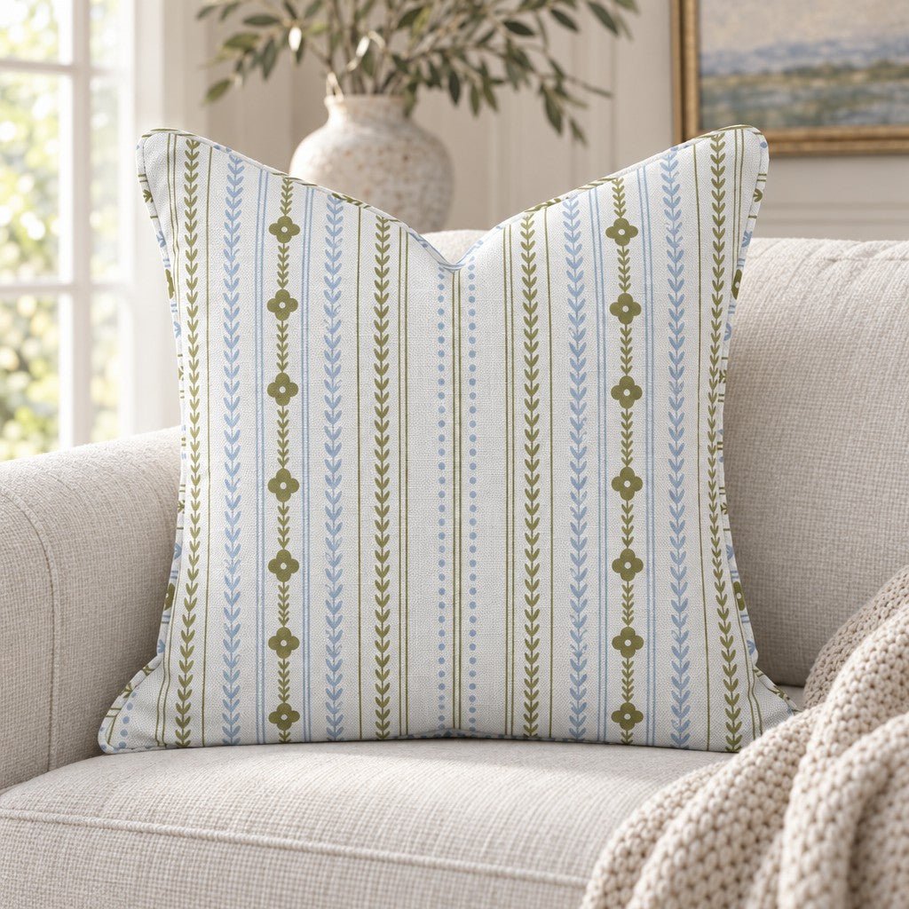 Classic Harmony Linen Trellis Throw Pillow - Lemon Park