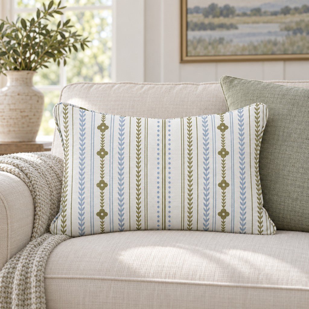 Classic Harmony Linen Trellis Throw Pillow - Lemon Park