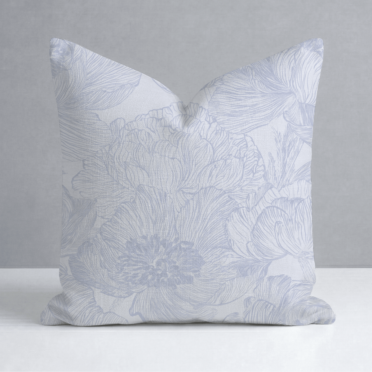 Classic Harmony Perwinkle Peony Throw Pillow - Lemon Park